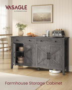 VASAGLE LIRY Collection - Buffet Cabinet, Coffee Bar Cabinet with 2 Drawers, Adjustable Shelves, Sideboard Storage with Cable Holes, Drawer Dividers, Misty Gray UBBK381GW01S
