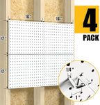 Peg Board, 4 Pack Metal Pegboard Panels with 50 Hooks, White Pegboards Wall Organizer, Heavy Duty Peg Board for Walls Home, Garage Tool Storage, Office Organization, Craft Room, Kitchen