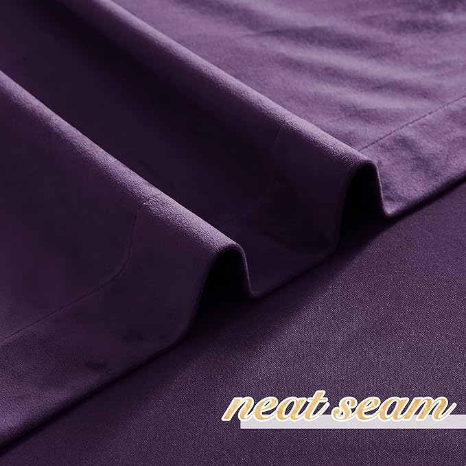NICETOWN Purple Velvet Curtains 63 inches for Bedroom, Sound Reducing Heavy-Duty Solid Rod Pocket Light Blocking Drapes/Panels for Kitchen (Navy Blue, 2 Panels, 52 inches Wide Each Panel)