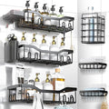 NESOMI Shower Caddy Adhesive Shower Organizer 8-Pack, Rustproof Stainless Steel Bathroom Shelves, Large Capacity No-Drill Rack Storage Accessories with Soap Dish Toothbrush Holder Hooks