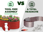 Plant & Plot Galvanized Raised Garden Beds Outdoor // 4×2×1 ft (2-Pack) Planter Raised Beds for Gardening, Vegetables, Flowers // Large Metal Garden Box (Red) // Patented Tool-Free Design