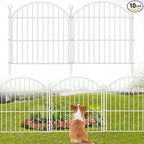Decorative Garden Fence 24in (H) x20ft (L), 10 Pack No Dig Fence Animal Barrier for Dog, Arched Flower Bed Edging, Wire Border Panel Fencing for Yard Patio Outdoor Decor White