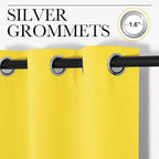 NICETOWN 84 inches Curtains for Office and Theater, Thermal Insulated Solid Grommet Drapes for Living Room (Bright Yellow, 1 Pair, 42 inches Wide)
