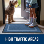 OLANLY Front Door Mat Indoor Outdoor Entrance, Waterproof All-Season, All-Weather Doormat, Sturdy Natural Rubber, Fade Resistant, Low Profile, Easy Clean Patio Porch Entryway Mat, 35x23, Light Blue