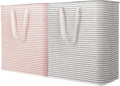 Lifewit 2 Pack Laundry Basket 100L Each, Collapsible Clothes Hamper with Reinforced Handles, Freestanding Waterproof Design for Bedroom and Laundry Room, Grey&Pink 200L Total
