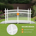 VINGLI Garden Bridge, Classic Wooden Bridge with Safety Rails, Decorative Arhced Footbridge for Patio Pond, Creek, Pathway (White, 7.5 ft)