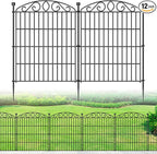 Garden Fence 12 Panel - 30in H x 23.6ft L, No Dig Rustproof Metal Tall Animal Barrier for Dogs Rabbits, Decorative Outdoor Border for Yard, Patio, and Flower Beds