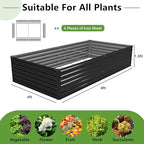 8x4x1.5FT Galvanized Raised Garden Bed,Vegetable Boxes-Rectangle Metal Flower Box,Large Planter Raised Beds Outdoor Garden for Planting,Fruit,Herb-Black