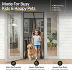 AUGO Magnetic Screen Door - Self Sealing, Heavy Duty, Hands Free Mesh Partition Keeps Bugs Out - Pet and Kid Friendly - Patent Pending Keep Open Feature - 34 Inch x 81 Inch
