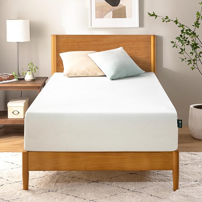 Zinus 10 Inch Twin Green Tea Memory Foam Mattress [New Version], Fiberglass Free, Medium Firm Feel, Zoned Pressure Relief, Certified Safe Foams & Fabric, Mattress in A Box