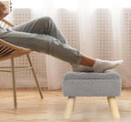 Storage Ottoman, Small Storage Ottoman Foot Stool with Wood Legs, Teddy Velvet Rectangular Foot Rest for Chair, Soft Sponge White Footstool for Living Room, Couch, Bedroom, Dorm (Grizzly)