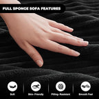 Cloud Sectional Sofa, Boneless Couch for Living Room, Modular Sectional Sofa with Deep Seat, Fluffy L-Shaped Comfy Couch with Right-Facing Chaise, No Assembly Required, Black