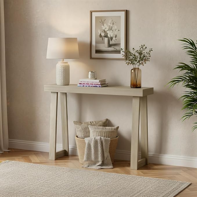 Plank+Beam Solid Wood Console Table, 36 Inch, Sofa Table, Narrow Entryway Table for Hallway, Behind The Couch, Living Room, Foyer, Easy Assembly, Seashell