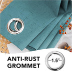 H.VERSAILTEX Linen Blackout Curtains 72 Inches Long 100% Absolutely Blackout Thermal Insulated Textured Linen Look Curtain Draperies Anti-Rust Grommet, Energy Saving with White Liner, 2 Panels, Teal