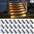 NIORSUN Solar Step Lights 24 Pack - Outdoor Stair Lights with 3000K Warm White & 6000K Cool Daylight, IP67 Waterproof, Auto On/Off, Super Bright for Deck, Patio, Steps