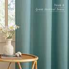 NICETOWN Greyish Blue Linen Curtains for Kitchen, Thick Flax Small Window Treatments Semi Sheer Privacy Assured with Light Through for Cafe/Bathroom, W55 x L84, 2 Panels