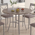 VECELO 36" Round Dining Table for 4, Wood Grain Dinette with Metal Frame for Kitchen, Apartment, Home, Space-Saving, Elegant Grey