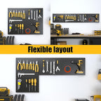 Peg Board, 4 Pack Metal Pegboard Panels with 50 Hooks, Black Pegboards Wall Organizer, Heavy Duty Peg Board for Walls Home, Garage Tool Storage, Office Organization, Craft Room, Kitchen