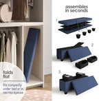 Storage Ottoman Bench with Bins, 43-in Storage Bench for Bedroom End of Bed, Folding Foot Rest Ottoman for Living Room Max 660lbs, Fabric Ottomans, Blue
