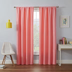 ECLIPSE Kendall Blackout Thermal Rod Pocket Window Curtain for Bedroom or Living Room (1 Panel), 42 in x 84 in, Coral