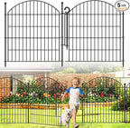 Decorative Garden Fence 32in (H) x12ft (L), 5 Pack No Dig Fence Animal Barrier for Dog with Lock, Arched Flower Bed Edging, Wire Border Panel Fencing for Yard Patio Outdoor Decor