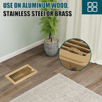 VOISEN Floor Register 4x8, 2 Pack Floor Vent Covers, Steel Adjustable Air Supply Grille Register Vent Cover Grill for Sidewall and Floor, Vent Covers for Home Floor,Brown