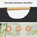 STORAGE MANIAC Large Laundry Hamper, 80L (21.1 Gal) Collapsible Laundry Basket with Bamboo Handles, Freestanding Waterproof Clothes Hamper for Laundry Room, Bedroom, Dorm, Towels, Toys, Black