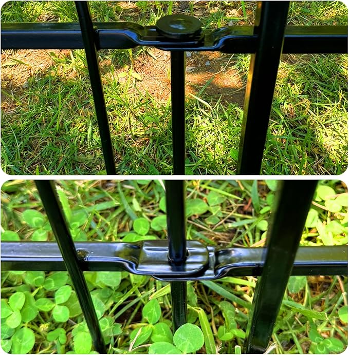 Garden Fence 32" H x 24" W (5 Panels, Total 10 ft), Metal Fence Decorative Border Fence, Rustproof Landscape Fencing for Dog, Flower Bed, Yard, Patio, Animal Barrier
