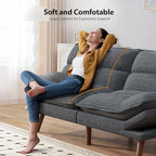 Pipishell Futon Sofa Bed, Convertible Futon Adjustable Backrest & Armrests, Corduroy Sleeper Couch for Small Spaces, Living Room, Office, Guest Room (Asphalt Grey, 66 Inch)