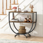 GILLAS 3 Tier Console Tables, 30" Height Entryway Table, Sofa Table Behind Couch, Industrial Entryway Furniture TV Stand with Storage for Living Room, Easy No-Extra-Tools Assembly, Rustic Brown