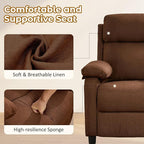 Recliner Chair, Reading Chair for Adults with Side Pockets, Recliners with Padded Deep Seat, Small Recliners for Small Spaces, Linen Fabric Comfy Chair for Bedroom, Living Room, and RV