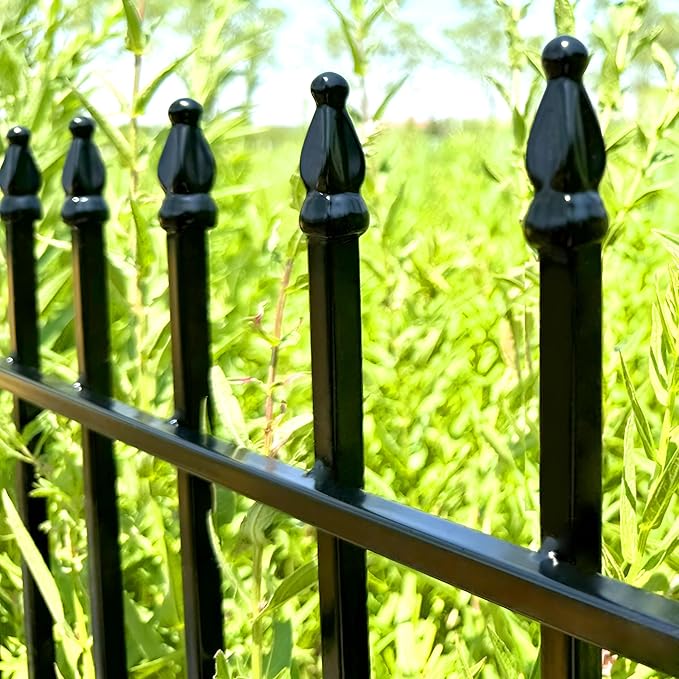 Metal Decorative Garden Fence 24" Wide x 24" High (5 Panels, Total Length 10 feet), Metal Border Folding Fence, Landscape Fencing Dog Fence Pet Fence for Flower Bed, Yard, Animal Barrier