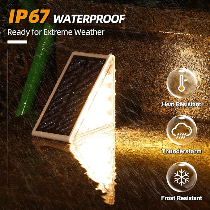NIORSUN Outdoor Step Lights,8 Pack Warm White Solar Step Lights Waterproof IP67 Auto On Off,Solar Lights for Steps,Stair,Patio,Yard,Porch,Front Door,Sidewalk,Deck Decor