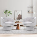 CANMOV Swivel Accent Chair with Armrest Set of 2, Modern 360 Degree Swivel Barrel Chair with Curve Back and Soft Cushion, Comfy Fabric Round Armchair Single Sofa for Living Room, Bedroom,Grey