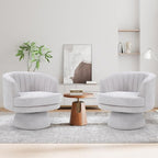 CANMOV Swivel Accent Chair with Armrest Set of 2, Modern 360 Degree Swivel Barrel Chair with Curve Back and Soft Cushion, Comfy Fabric Round Armchair Single Sofa for Living Room, Bedroom,Grey