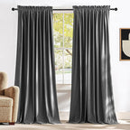NICETOWN Grey Velvet Curtains 84 inches, Sound Reducing Heavy Matt Solid Rod Pocket Room Darkening Drapes/Panels for Living Room (2 Panel Per Pack, 84 inches Long)