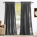NICETOWN Grey Velvet Curtains 144 inches Long for Living Room, Sound and Sunlight Reducing Heavy Matt Rod Pocket Drapes/Panels for High Celling Wall (2 Panel Per Pack, 52x144)