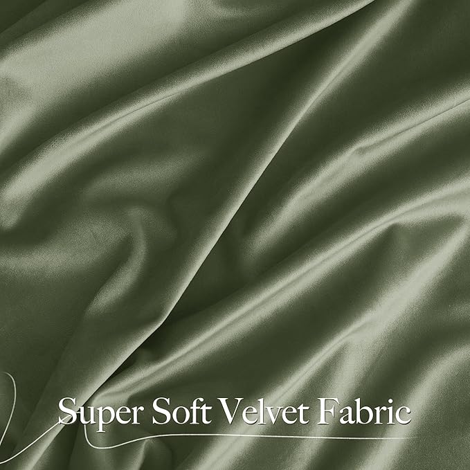 NICETOWN Sage Green Velvet Backdrop Curtains 144 inches Long 2 Panels, Wall Curtains, Elegant and Sleek Velvet Drapes for Cinema, Hall, Theatre (52-inch Wide)