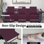 Easy-Going Recliner Sofa Cover with Console, Reversible Couch Cover for Living Room, Split Sofa Cover for Each Seat with Elastic Straps for Kids, Dogs, Pets (3 Seater, Wine/Beige)