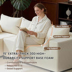 106" Cloud Sectional Boneless Couches for Living Room, Modular U Shaped Couch with Deep Seat, Removable Ottoman, Memory Foam Compressed Spineless 4 Seater Sofa for Bedroom Apartment, Beige