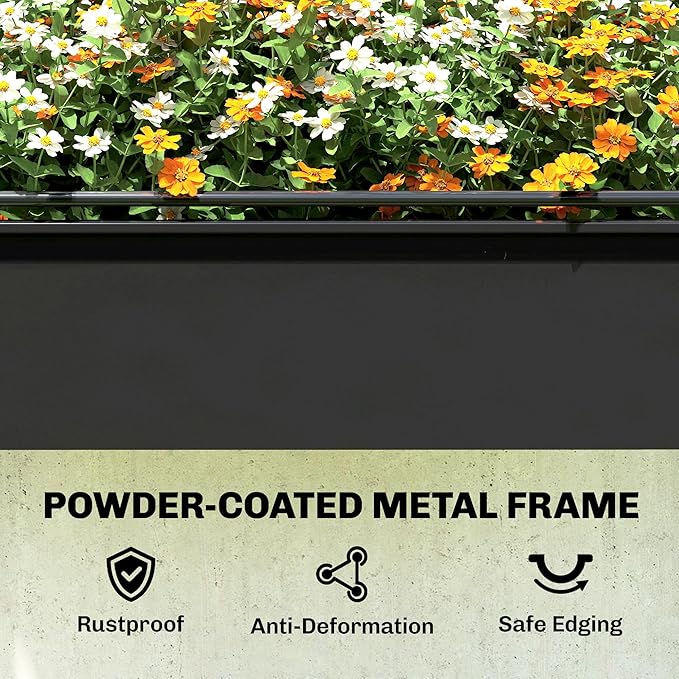 Outsunny Raised Garden Bed with Flip-Up Greenhouse Cover, Metal Elevated Garden Bed with Legs and Drainage Hole, Outdoor Raised Planter Box for Vegetables Herbs Flowers, 39.4" x 19.3" x 53.5", Black