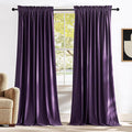 NICETOWN Purple Velvet Curtains 90 inches Long 2 Panels Set (52-inch Wide), Thermal Insulated Sound Reducing Blackout Drapes for Film, Elegant Home Decor for Large Door Windows
