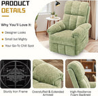 Recliner Chair, Swivel Rocker Recliner Chair for Adults, Small Recliners for Small Spaces, Upholstered Manual Recliner with Side Pockets, Nursery Rocking Chair for Living Room, Chenille, Green
