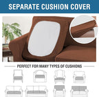 H.VERSAILTEX 3 Piece Stretch Sofa Covers for 2 Cushion Sofa Couch Covers for Living Room Sofa Slipcovers (Base Cover Plus 2 Seat Cushion Covers) Thicker Jacquard Fabric(Large Sofa, Caramel)