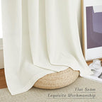NICETOWN Thick Linen Bedroom Curtains 63 inch Length 2 Panels, Grommet Privacy Added Linen Weave Window Treatments with Light Filtering Drapes for Kids Room, Off White, W42 x L63