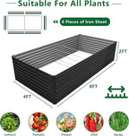 8x4x2FT Galvanized Raised Garden Bed Kit,Vegetable Plant Boxes-Rectangle Metal Flower Box,Large Planter Raised Beds Outdoor Garden for Planting,Fruit,Herb-Black