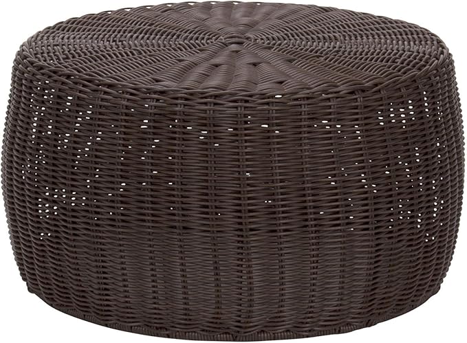 Household Essentials Handwoven Resin Storage Stool Ottoman, Brown