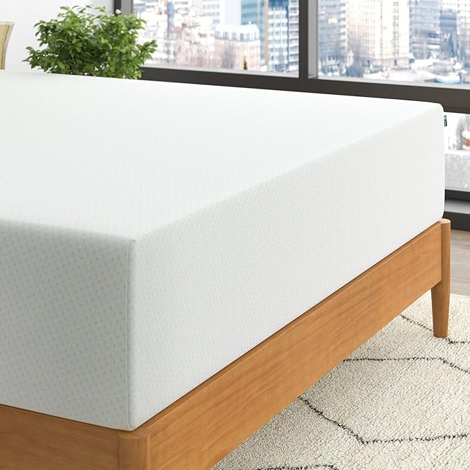Zinus 12 Inch Green Tea Memory Foam Mattress, Queen, Fiberglass Free, Patented Custom Contour Support, Sturdy Base Foam, CertiPUR-US Certified, Mattress in A Box, White