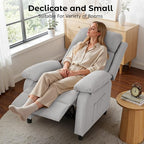 Recliner Chair, Reading Chair for Adults with Side Pockets, Recliners with Padded Deep Seat, Small Recliners for Small Spaces, Linen Fabric Comfy Chair for Bedroom, Living Room, and RV