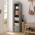 Furinno LUDER Book Shelf, 5-Tier Modern Bookshelf, Bookcase with 1 Door Storage Cabinet, 9.3 x 12 x 52, for Organization and Storage, for Living Room, Bedroom, Home Office, French Oak